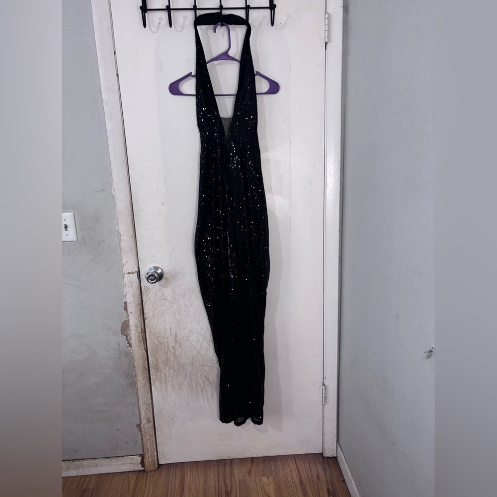 Plunge sequence jumpsuit